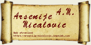 Arsenije Mićalović vizit kartica